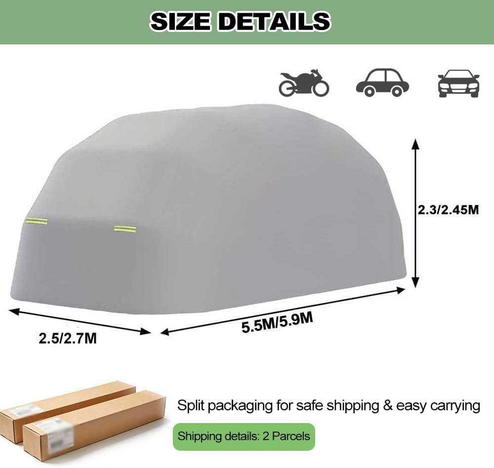 Cochera resistente a la intemperie, garaje plegable móvil de acero inoxidable, cochera semiautomática antiexposición, con cerradura, para camionetas y automóviles, gris 5,9 x 2,7 x 2,45 m