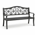 Banco de jardín de metal con diseño decorativo negro 120 cm
