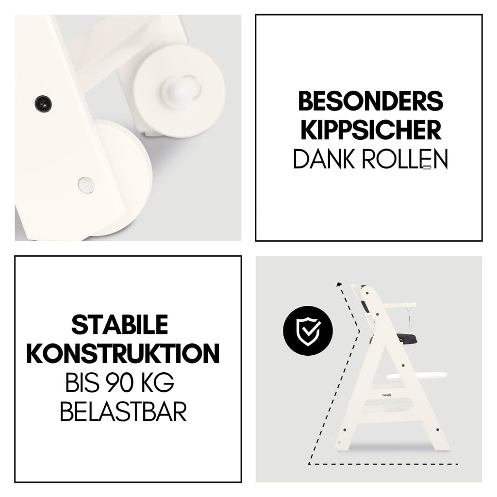 hauck Trona Beta+ Newborn Set Premium Dark Grey - Set de trona para bebé desde el nacimiento con accesorio para recién nacido Bouncer, cojín de asiento y bandeja - Gris oscuro