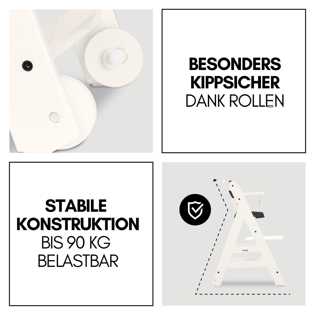 hauck Trona Beta+ Newborn Set Premium Dark Grey - Set de trona para bebé desde el nacimiento con accesorio para recién nacido Bouncer, cojín de asiento y bandeja - Gris oscuro