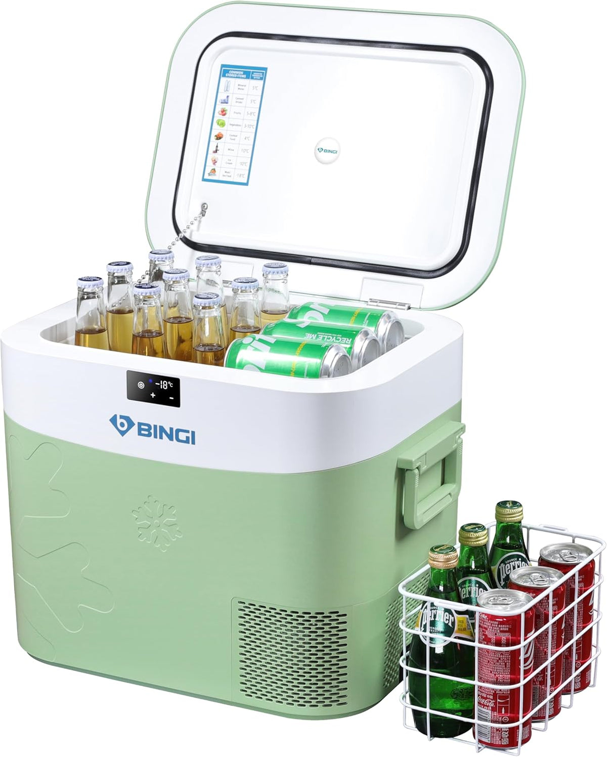 BINGI Nevera Eléctrica de Compresión para Coche de 22L con Enfriamiento Rápido - Refrigerador Portátil hasta -18°C, 12V/24V/220V, para Autocaravana, Furgoneta, Camión, Barco, Coche, Hogar, Camping