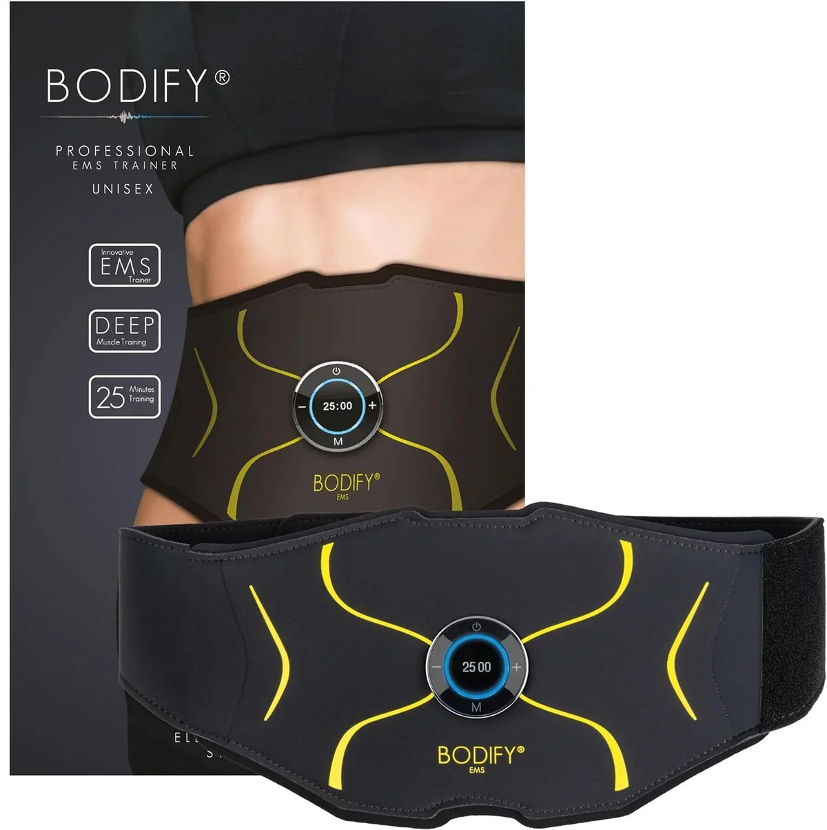 Entrenador abdominal EMS Max, estimulador muscular con controlador, cable de carga y banda extensible para el entrenamiento de los músculos abdominales