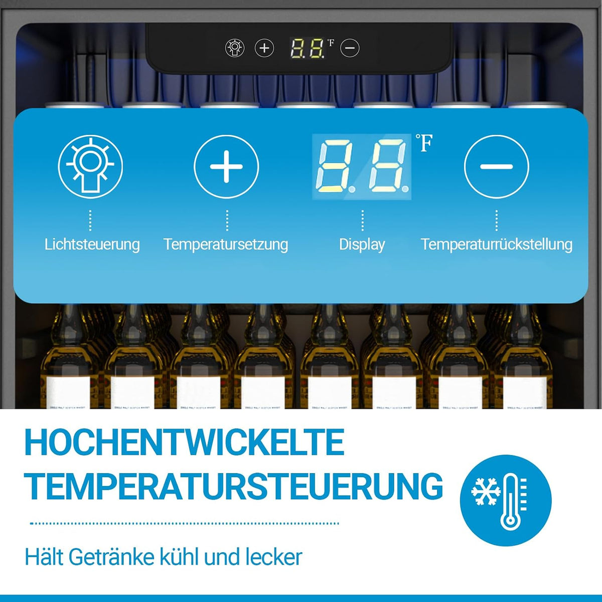 Refrigerador de bebidas, mininevera de 70 latas/50 l con puerta transparente para refrescos, cerveza o vino, frigorífico pequeño independiente con estante ajustable y pantalla digital (negro)