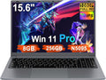 Portátil Ruzava de 15,6 pulgadas Celeron N5095 Win11 Pro 8GB RAM 256GB SSD Expansión 1TB 5G WiFi 1920x1080 FHD con ratón inalámbrico, teclado QWERTY con membrana de teclado AZERTY - Gris