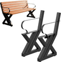 DanDiBo Juego de 2 estructuras para banco con respaldo de metal negro, patas para banco de bricolaje, bases para banco, soportes para banco 96670, estructura de asiento para banco de jardín, resistente y estable