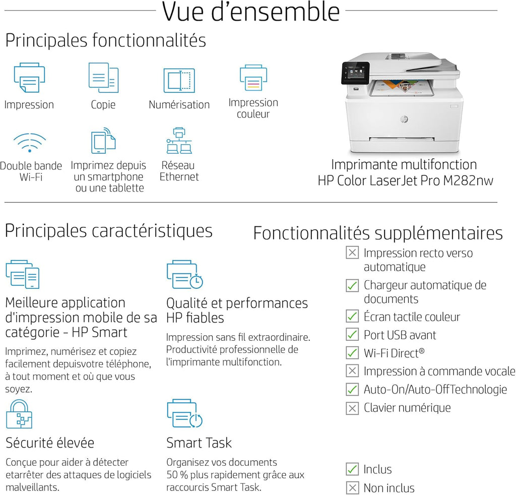Impresora multifunción láser a color HP Color LaserJet Pro MFP 3302fdwg, fax, impresión automática a doble cara, pantalla táctil, Wi-Fi, Ethernet, USB, HP Wolf Pro Security