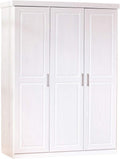 Inter Link - Armario - Armario de puertas batientes - Ropero - Guardarropa - Armario de dormitorio - 3 puertas - Pino macizo - Magnus - Lacado en blanco