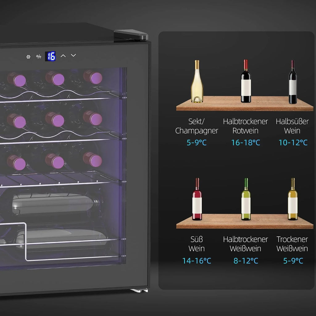 HOMCOM Lodówka na wino kompresorowa 16 butelek 42L 5-18°C Czarny