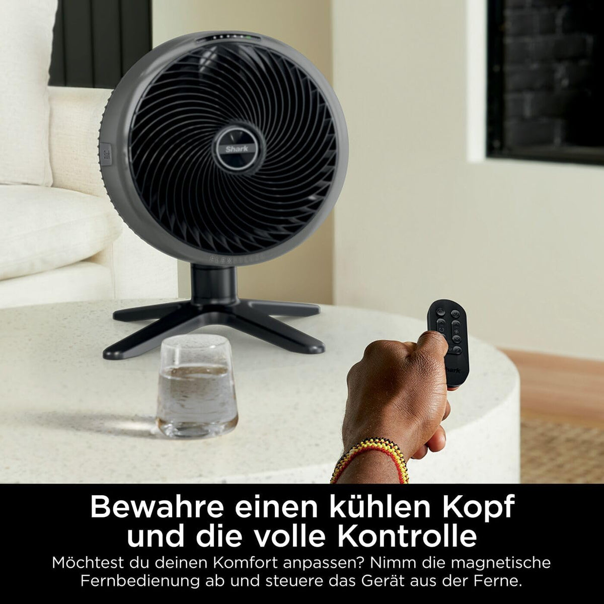 Ventilador Shark FlexBreeze silencioso, ventilador híbrido con y sin cable, portátil, para interiores y exteriores, resistente a los rayos UV y al agua, ultra potente, ultra silencioso, blanco FA220EU
