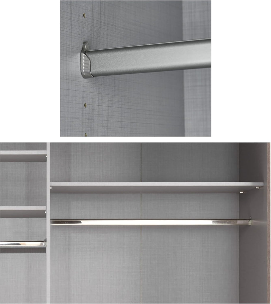 Armario de puertas correderas de 3 puertas, 250 cm ancho/216 cm alto/65 cm fondo, blanco con frente de cristal, espejo y perfiles de agarre negros, incl. cierre suave, armario con estantes, barras para ropa, cajones y compartimentos / 22033