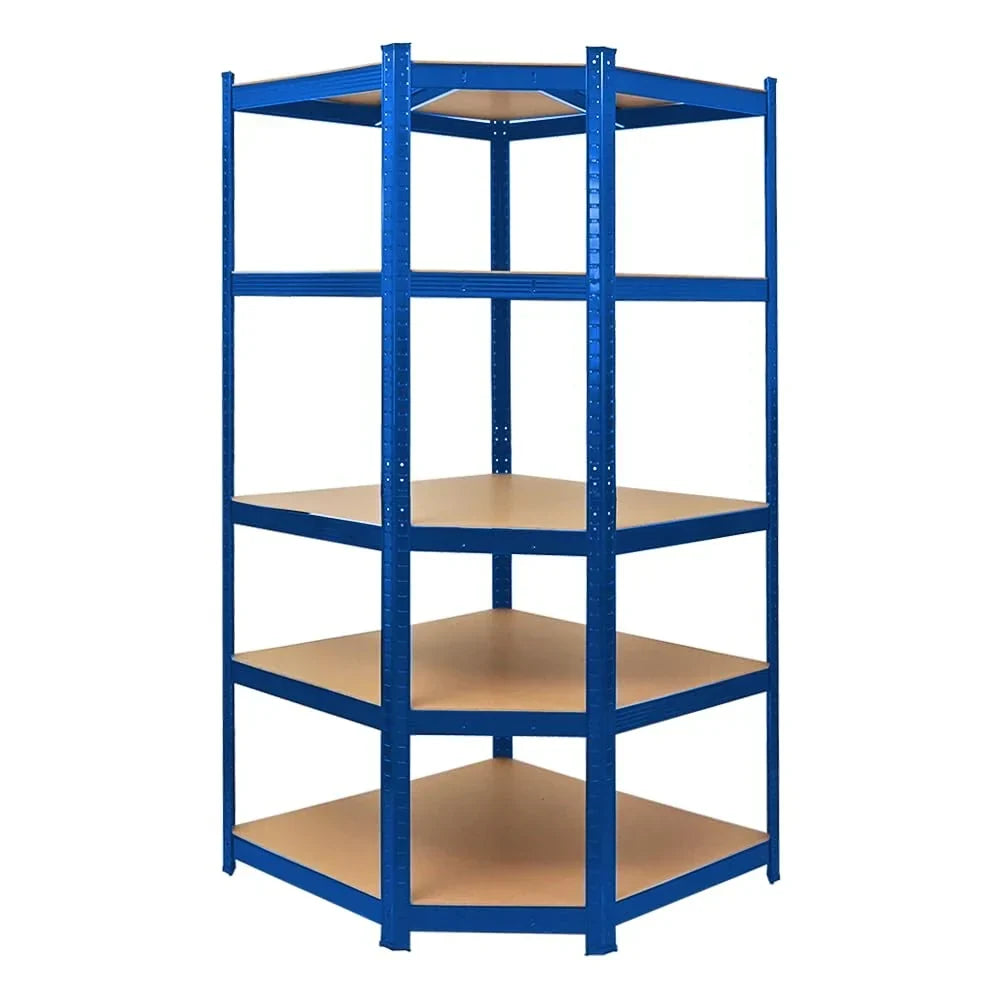 PROREGAL Estantería esquinera Ragnar 1x 180x90x60cm y Taurus 2x 180x120x60cm Azul, carga por balda 175kg, estantería de sótano, estantería de montaje sin tornillos