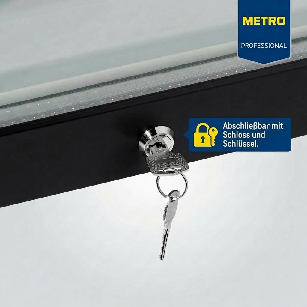 METRO Professional Refrigerador de bebidas GSC4280B, metal/vidrio, 280 L, refrigeración ventilada, 210 W, con cerradura, negro