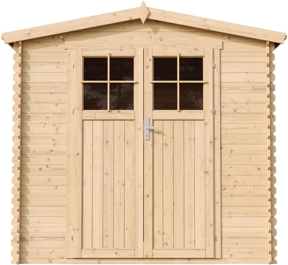 Caseta de jardín de madera - Cobertizo para herramientas de madera - Caseta para equipos, puerta de alta calidad con cerradura, 236x226x218 cm / 4,33 m², cobertizo para bicicletas - Casetas de jardín y almacenamiento, tejado impermeable TIMBELA M369F
