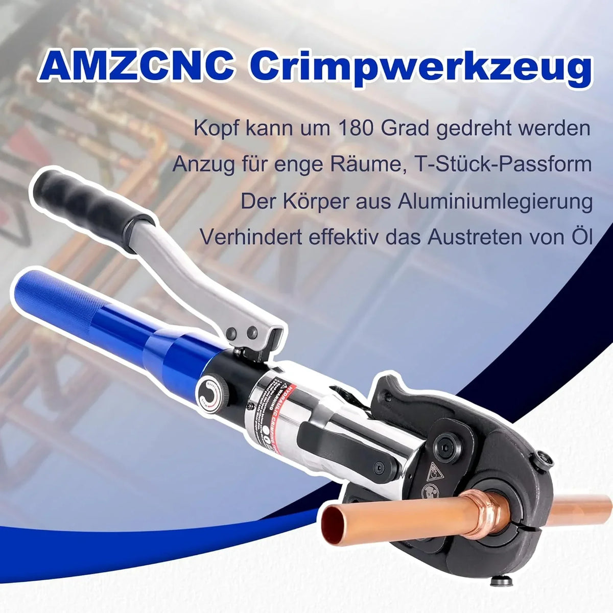 Alicate prensatubos hidráulico con contorno V y TH HT-1930 8T 80kN 12–32mm, juego de mordazas de prensado para cobre, acero inoxidable y tubería multicapa