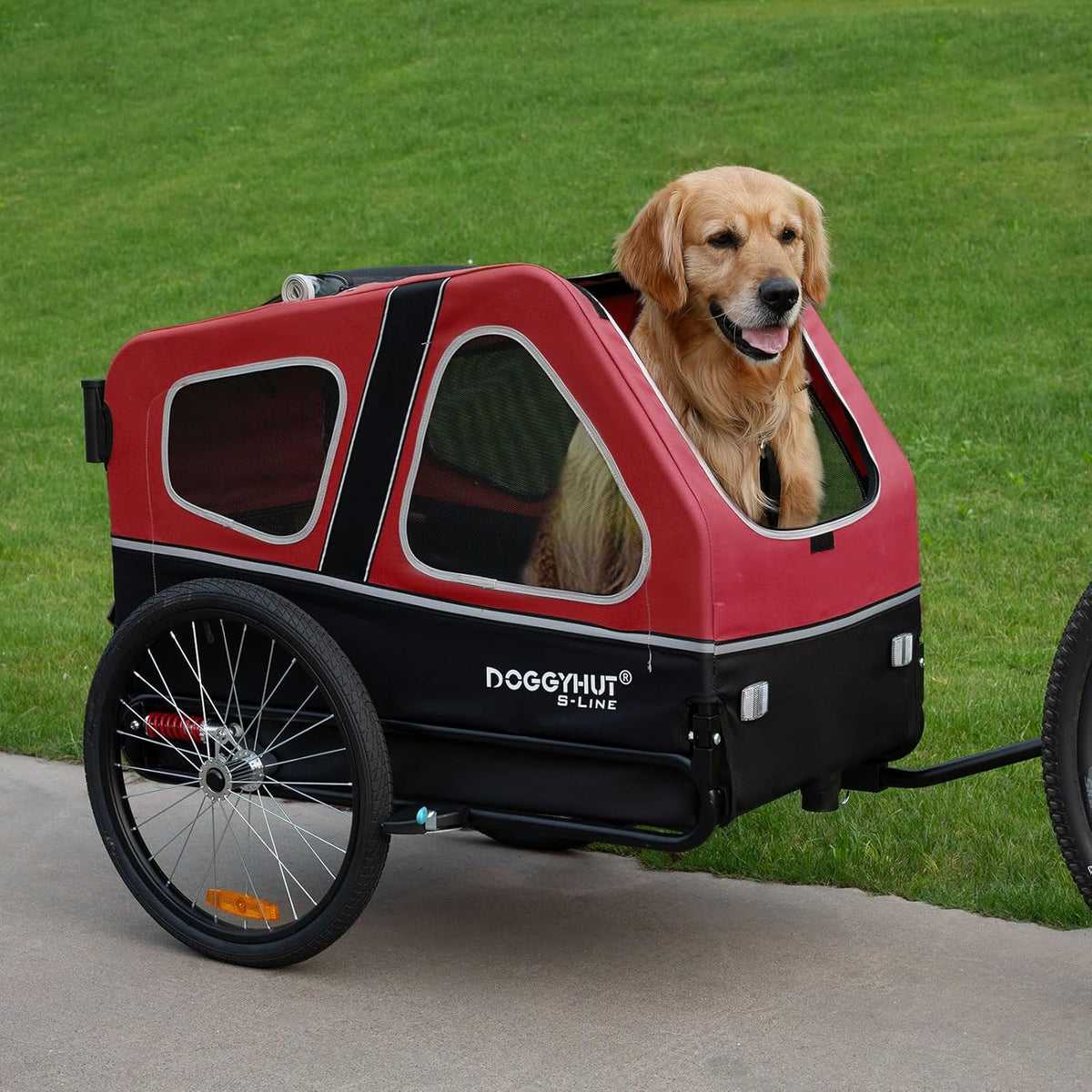 Doggyhut S-Line XL Remolque y cochecito para perros con suspensión 2 en 1, remolque de bicicleta para perros y jogger con suspensión hasta 45 kg