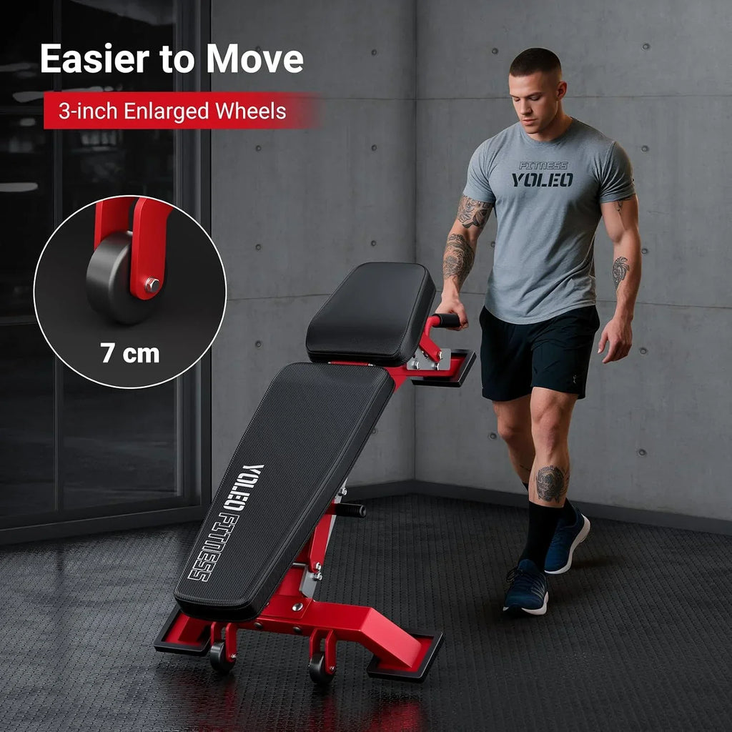 Banco de pesas ajustable para entrenamiento de fuerza, banco inclinado, banco plano, banco declinado, capacidad de carga de 1000 kg, estructura de acero