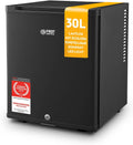 TZS First Austria - Mininevera de 30L completamente silenciosa - Pequeño minibar, puerta reversible e iluminación interior - Mininevera para camping, oficina, dormitorio y hotel - Negro mate