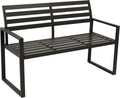Banco de jardín DEGAMO Atlanta de 2 plazas, 123 cm, de aluminio resistente a la intemperie e inoxidable, negro, para exteriores