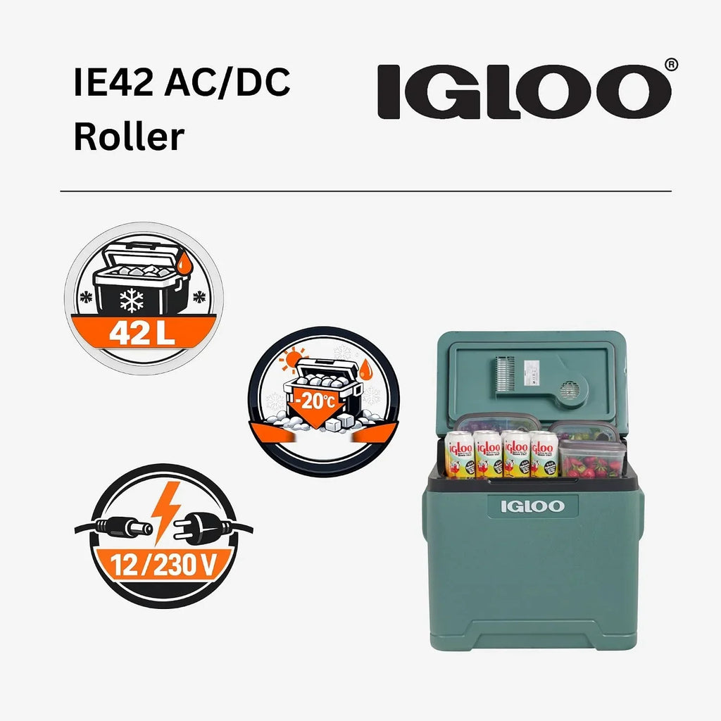 Nevera eléctrica IE42 42L 12V 230V termoeléctrica con ruedas, asa telescópica y modo eco para coche, camping y barco