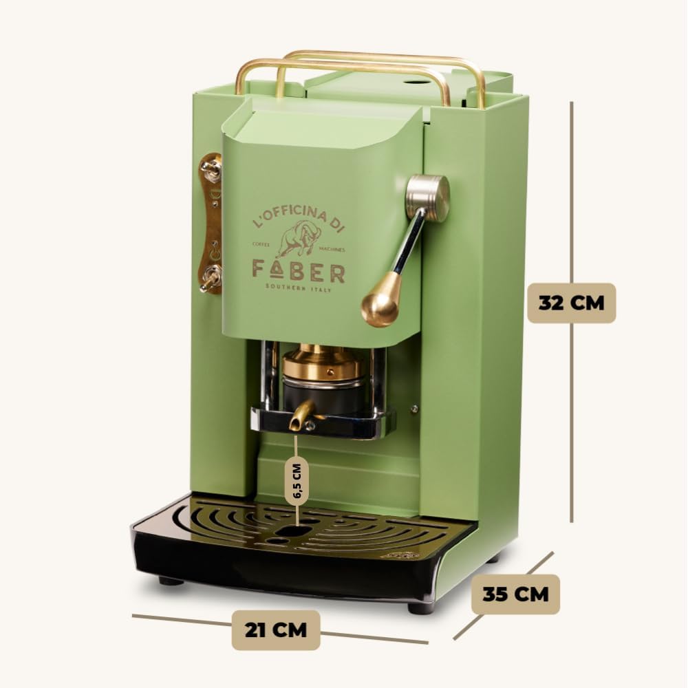 Cafetera Faber PRO Total Deluxe de latón, papel ESE de 44 mm, 1,3 litros, (blanco)