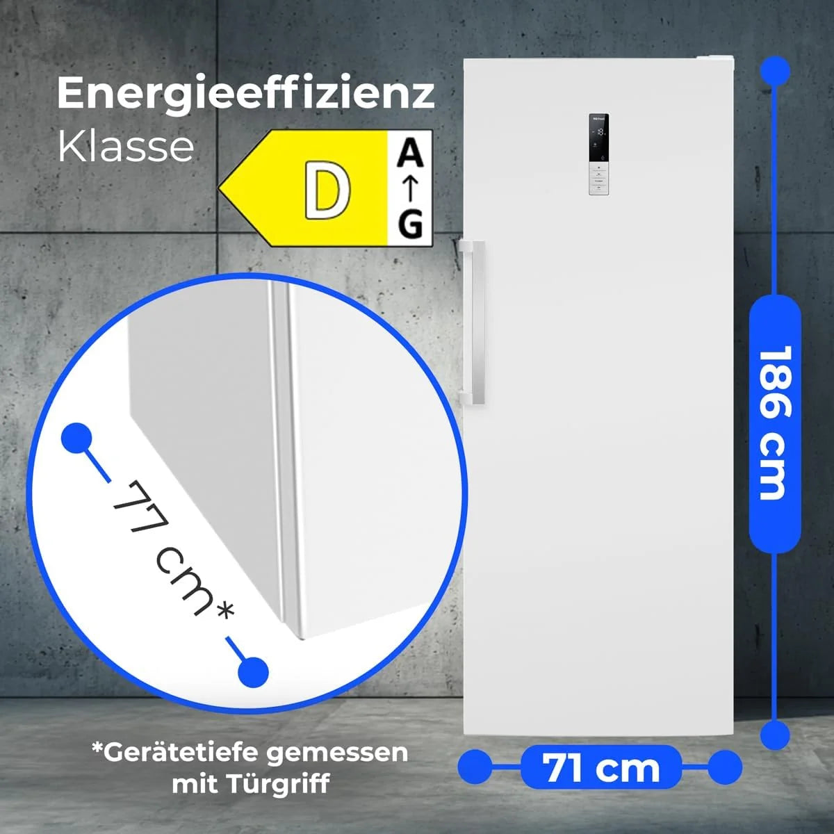 Zamrażarka Bomann® NoFrost, Szerokość 70 cm, 2 w 1 – możliwość przekształcenia w funkcję chłodzenia, Wysokość 186 cm, Klasa energetyczna D, Głęboka zamrażarka, 5 szuflad i 2 komory