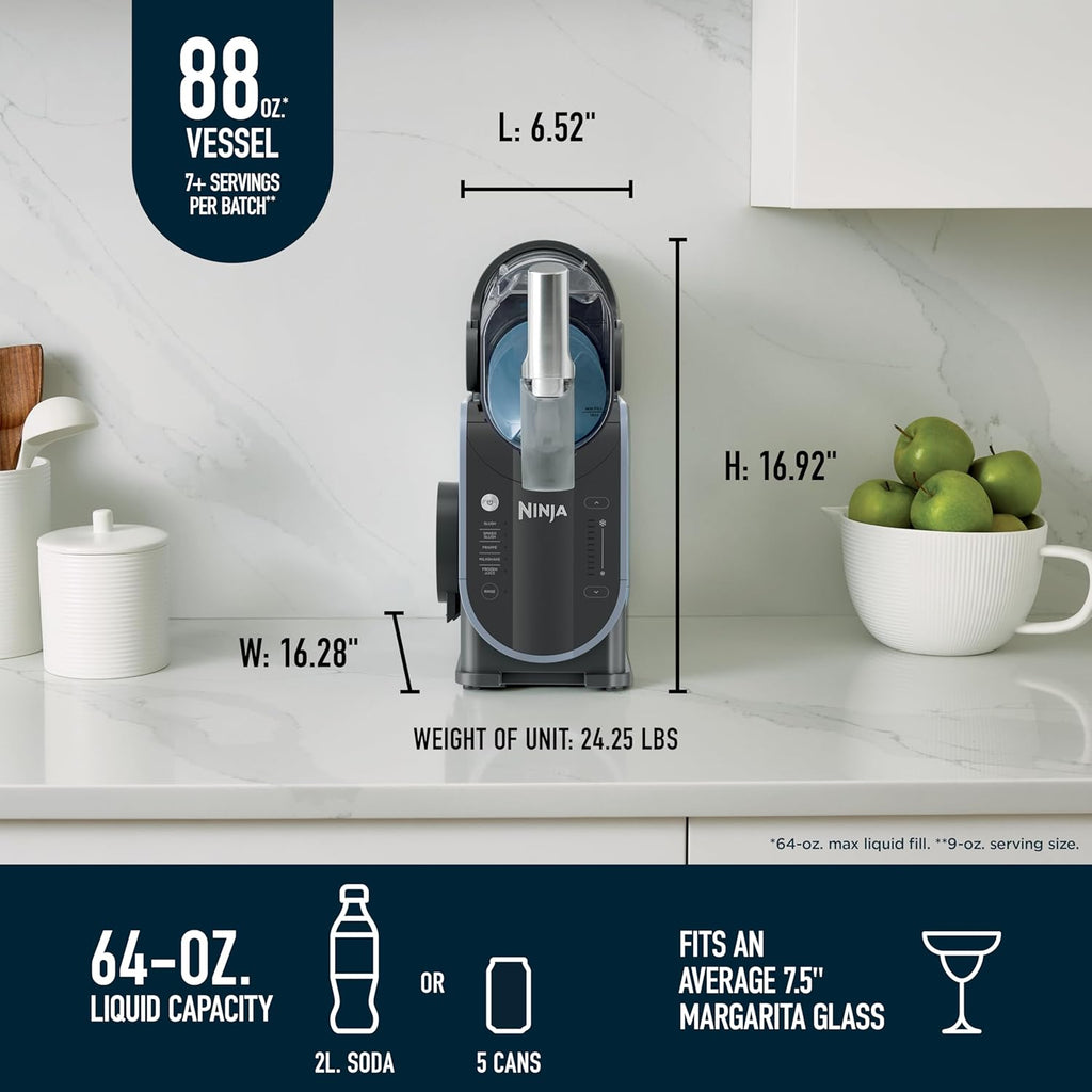 Ninja SLUSHi con tecnología RapidChill, máquina para granizados y bebidas congeladas de 88 oz, 5 programas preestablecidos, margaritas, frappés y más, detalles premium, color negro, FS301