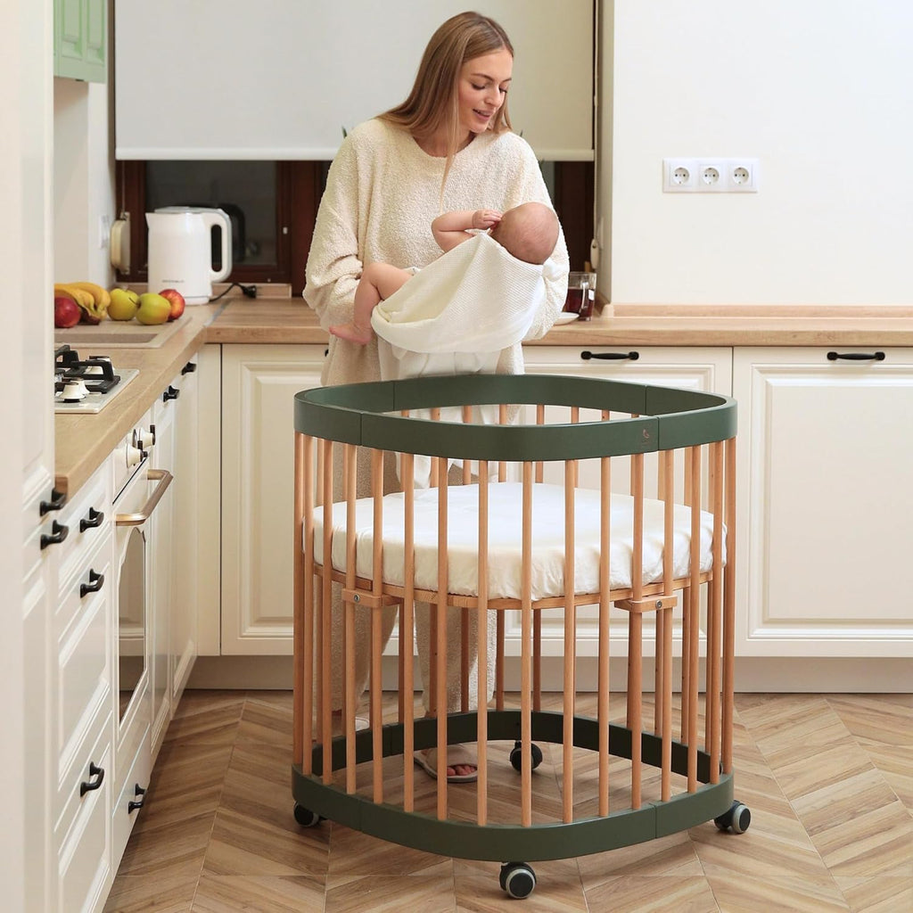 Cuna 7 en 1 tweeto®: cuna de madera evolutiva | cuna de colecho y cuna de barrotes de altura regulable | convertible en cama infantil y parque de juegos (haya natural)
