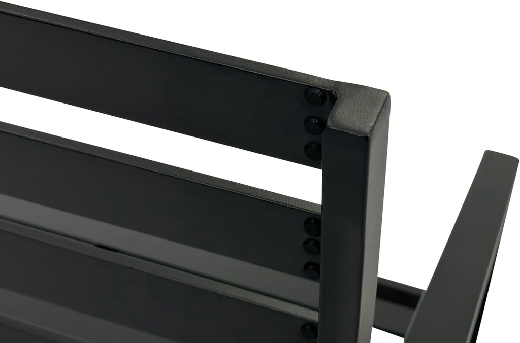 Banco de jardín DEGAMO Atlanta de 2 plazas, 123 cm, de aluminio resistente a la intemperie e inoxidable, negro, para exteriores