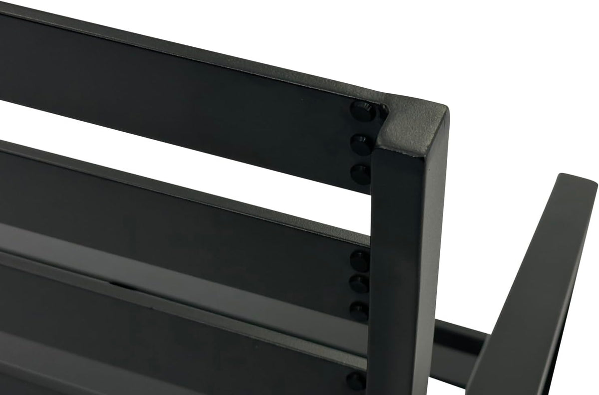 Banco de jardín DEGAMO Atlanta de 2 plazas, 123 cm, de aluminio resistente a la intemperie e inoxidable, negro, para exteriores