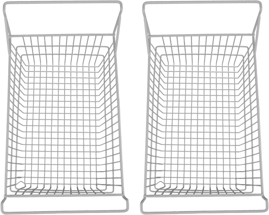 Kosze do zamrażarki, stalowe kosze do przechowywania z wysokimi i niskimi uchwytami, do zamrażarki skrzyniowej, kuchni, spiżarni, szafki, białe (50 x 24 cm)