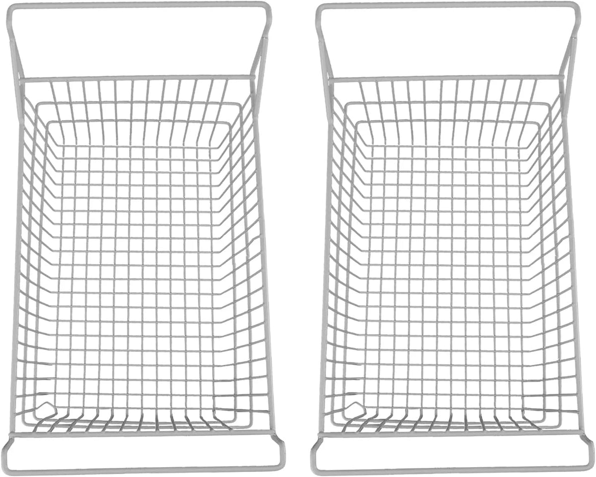 Kosze do zamrażarki, stalowe kosze do przechowywania z wysokimi i niskimi uchwytami, do zamrażarki skrzyniowej, kuchni, spiżarni, szafki, białe (50 x 24 cm)