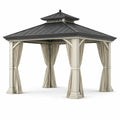 Pabellón con estructura de aluminio y techo de chapa de acero, 3x3 m, gris/beige