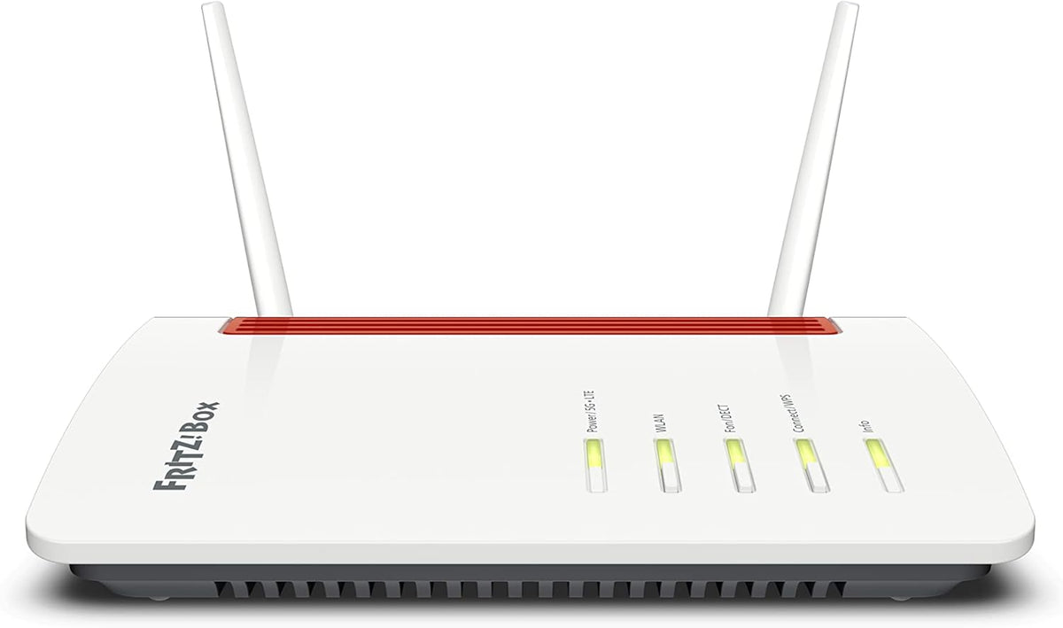FRITZ!Box 6850 5G (Internet móvil de hasta 1300 Mbps, Wi-Fi AC+N de hasta 866 Mbps (5 GHz) y 400 Mbps (2,4 GHz), 4 x Gigabit LAN, estación base DECT, USB 3.0, apto para Alemania)