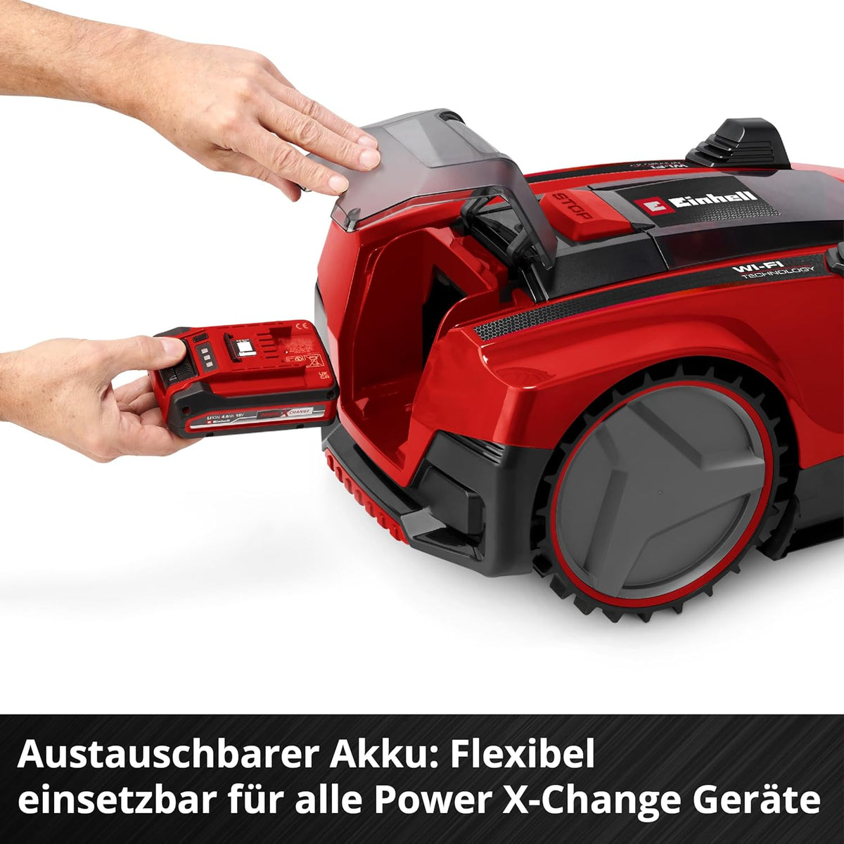 Cortacésped inalámbrico Einhell RASARRO 36/38 Kit Power X-Change (36 V, 38 cm de ancho de corte, 450 m², sin escobillas, función de mulching, bolsa colectora de 45 l, incl. 2 baterías de 4,0 Ah + cargador doble)