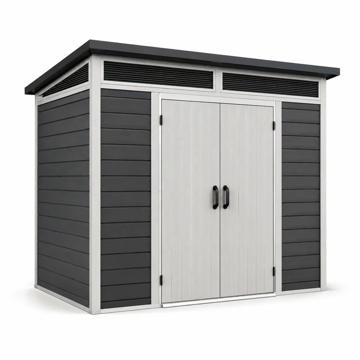 Caseta de jardín de polipropileno 277x218x226 cm gris/blanco