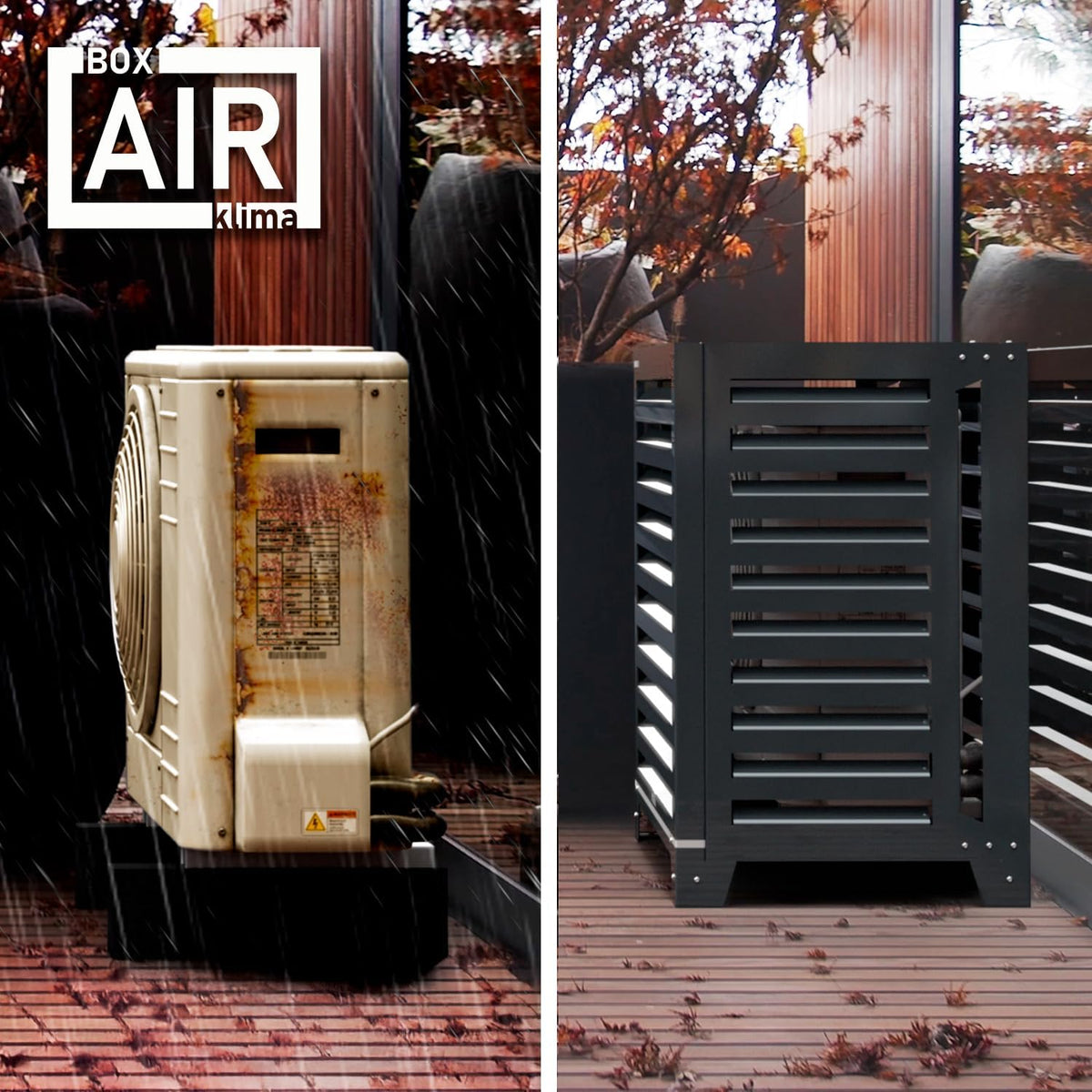 Cubierta para aire acondicionado Box Air - Carcasa insonorizante para bomba de calor - Rejilla protectora - Revestimiento para unidad exterior de aire acondicionado - Para aires acondicionados y bombas de calor - Cubierta protectora robusta