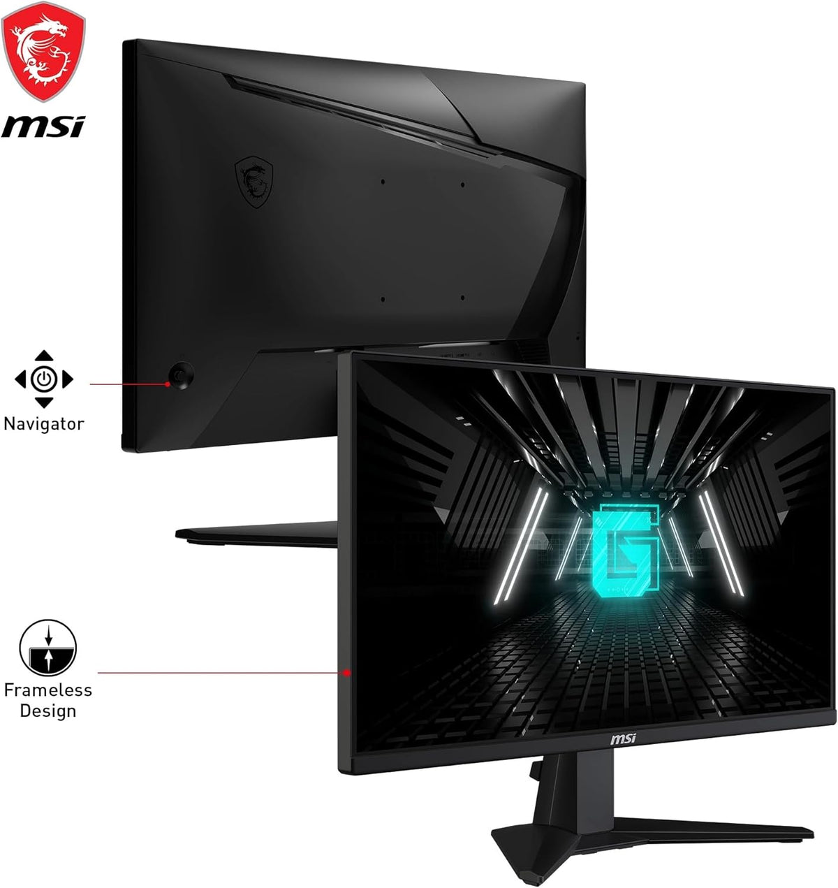 Monitor Gaming MSI G255F FHD de 24,5 pulgadas - Panel Rapid IPS 1920 x 1080, 180 Hz / 1 ms (GtG), Gama de colores sRGB 99 %, Adaptive-Sync - DP 1.2a, HDMI 2.0b CEC