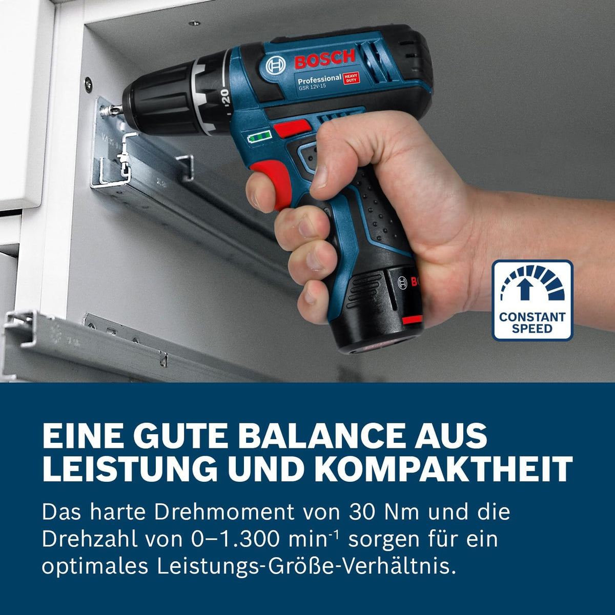 Taladro atornillador a batería Bosch Professional 12V System GSR 12V-15 (incluye 2 baterías de 2,0 Ah, cargador, set de 39 accesorios, bolsa de herramientas) - Exclusivo de Amazon