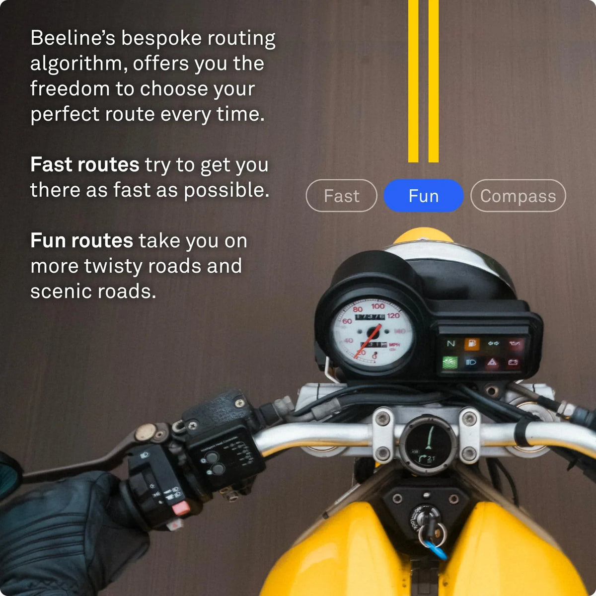 Navegador para moto Beeline Moto II, navegación global, interfaz de minimapa, 14h de batería, IP67, USB C, soporte de correa