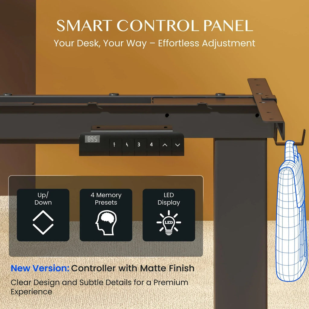 FLEXISPOT Base de mesa ajustable en altura E1 Pro motor dual, gestión de cables, pantalla LED de altura, 4 memorias, oficina, hogar.