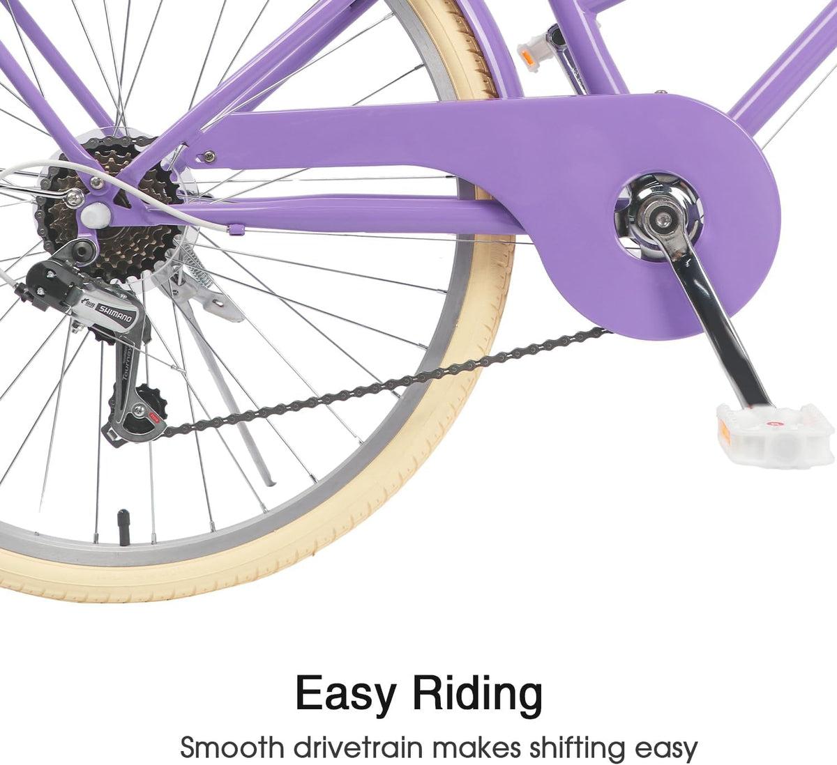 Glerc Missy 20, 24, 26 pulgadas bicicleta híbrida urbana tipo crucero para niñas, de 6 velocidades, con cesta de mimbre, para jóvenes mayores de 6 años, varios colores