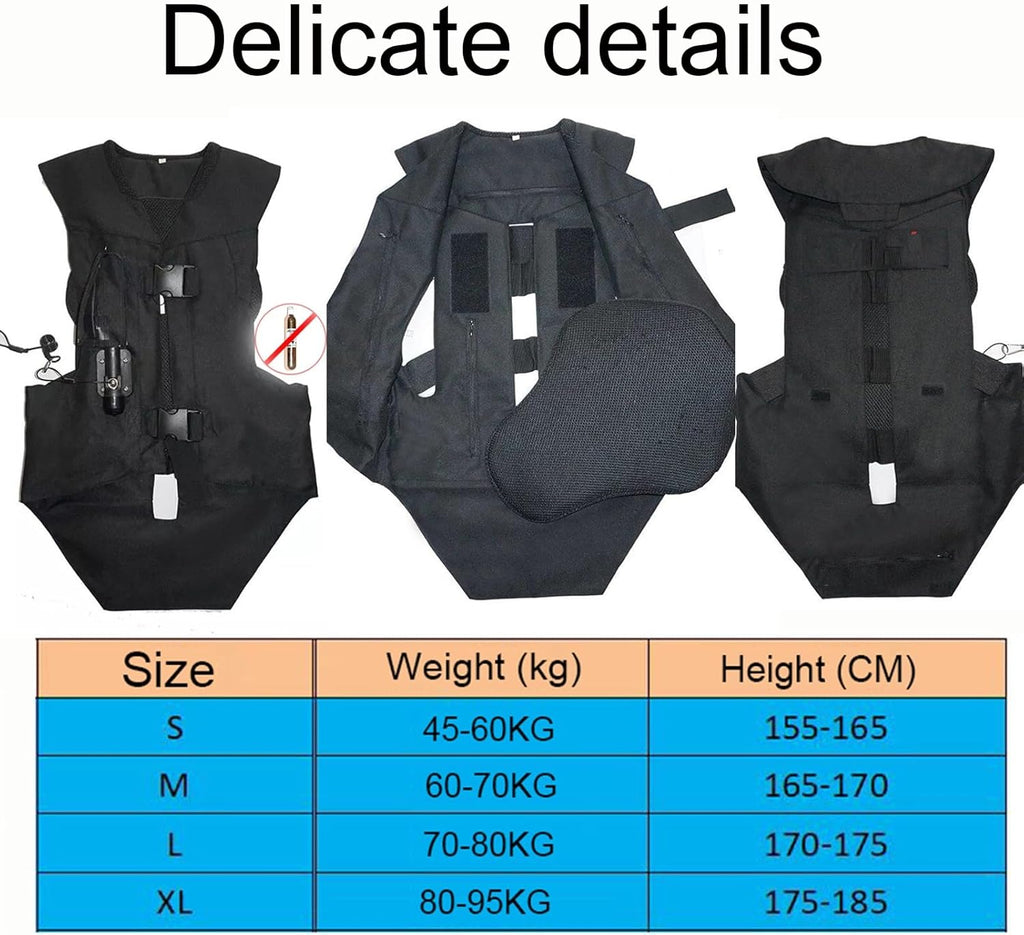 Chaleco airbag de equitación unisex, chaqueta de airbag para moto/equitación, activación de airbags en 0,1 segundos