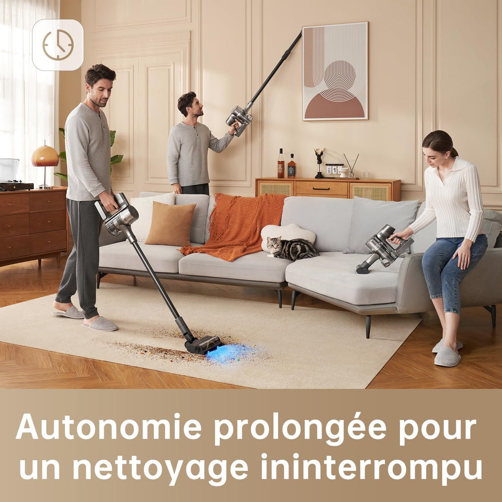 Aspiradora escoba inalámbrica dreame R20, 22 000PA / 190AW, autonomía de 90 min, detección de suciedad, pantalla LED, luces azules, diseño antienredos, limpieza del hogar, pelo y alfombras