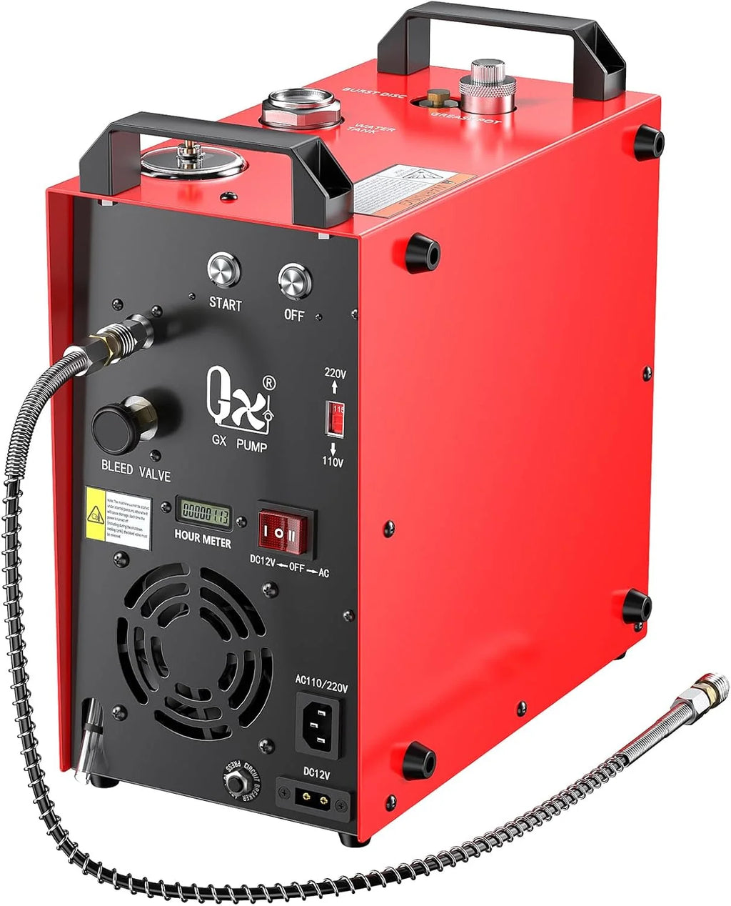 GX PUMP CS4-I Przenośna sprężarka powietrza PCP, kompresor pcp,mocny silnik 350 W, maks. 5800 Psi/40 Mpa, wbudowany konwerter domowy, chłodzenie wody i wentylatorów, 5 godzin ciągłej pracy
