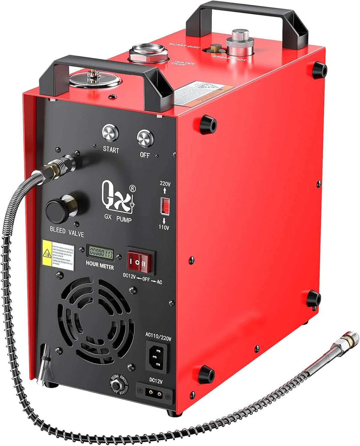 GX PUMP CS4-I Przenośna sprężarka powietrza PCP, kompresor pcp,mocny silnik 350 W, maks. 5800 Psi/40 Mpa, wbudowany konwerter domowy, chłodzenie wody i wentylatorów, 5 godzin ciągłej pracy