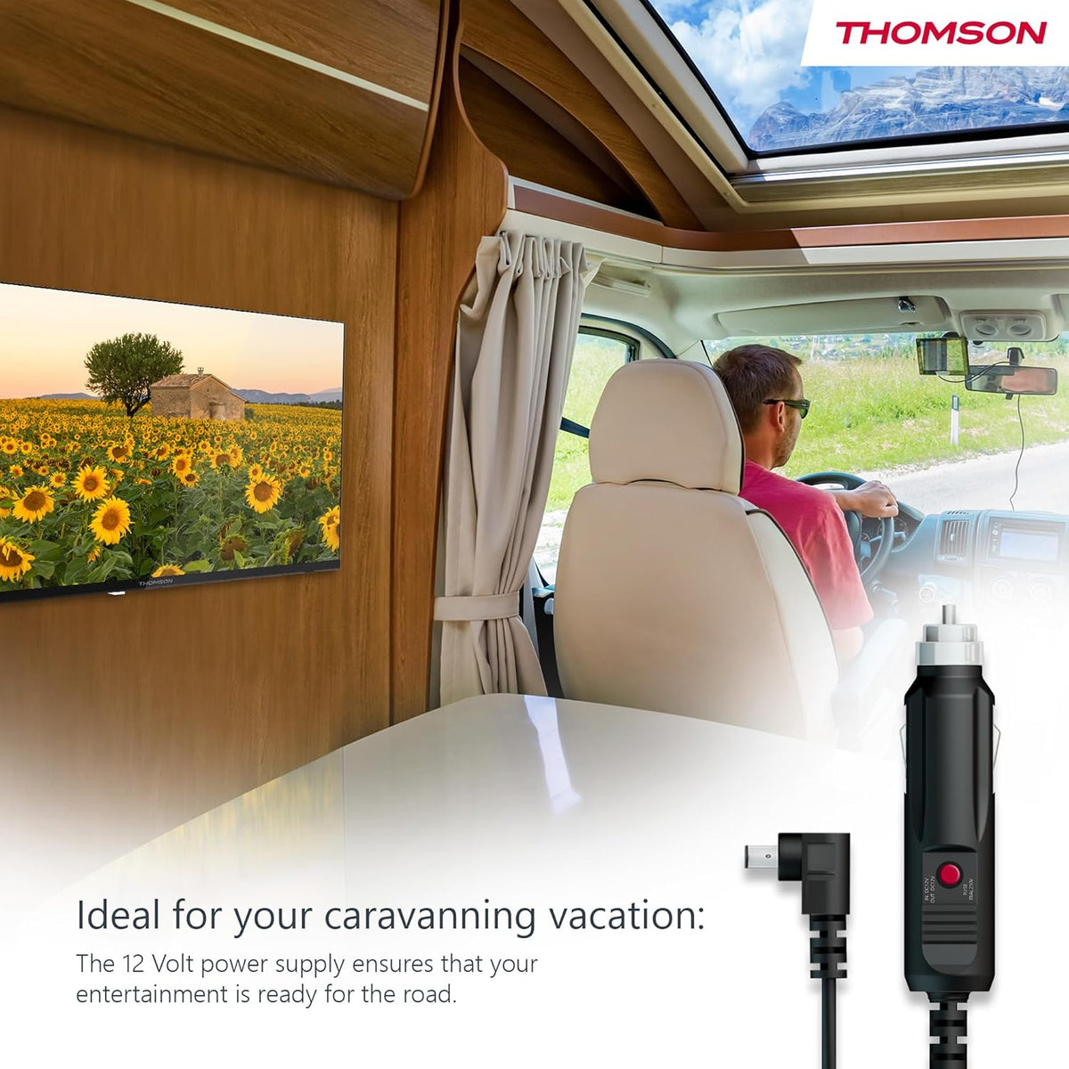 THOMSON 24 pulgadas (60 cm) LED HD 12V Smart TV Android para camping, Google Assistant, Wi-Fi, Dolby Digital, Bluetooth, triple sintonizador (cable, satélite, antena), HDMI, CI, panel A - 24HA2S13C
