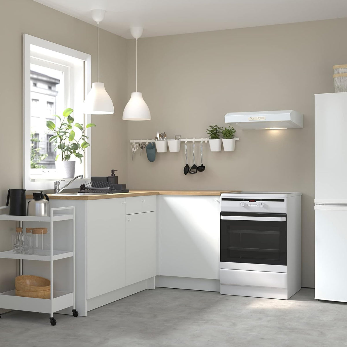 IKEA KNOXHULT cocina esquinera, 183 x 122 x 91 cm, blanco