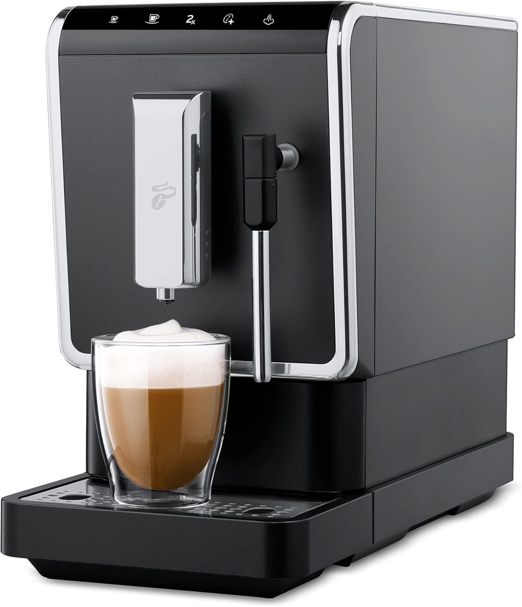 Cafetera automática Tchibo Esperto Latte con función de espumado de leche para Caffè Crema, Espresso y especialidades de café, antracita