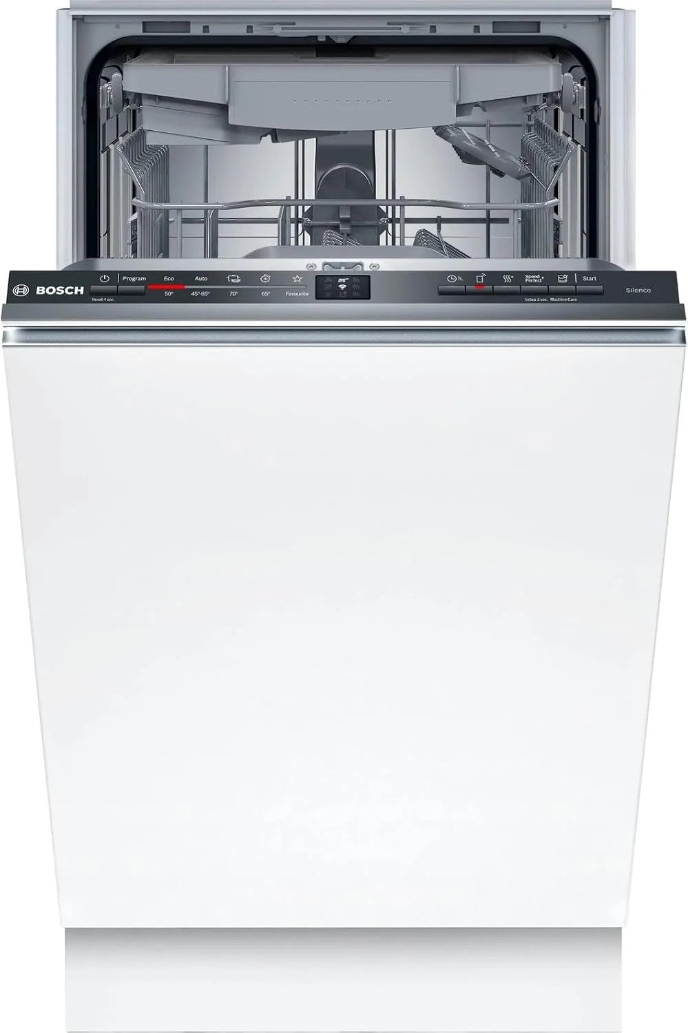 Bosch SPV2HMX42E, seria 2, inteligentna zmywarka do naczyń, w pełni zintegrowana, szerokość 45 cm, szuflada na sztućce, dodatkowe suszenie za naciśnięciem przycisku, górny kosz z regulacją wysokości,