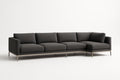 Sofá esquinero de tela gris, estructura metálica, 290x90x85 cm